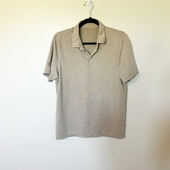 Vuori Tops - Vuori knit twill polo beachsand heather men’s small